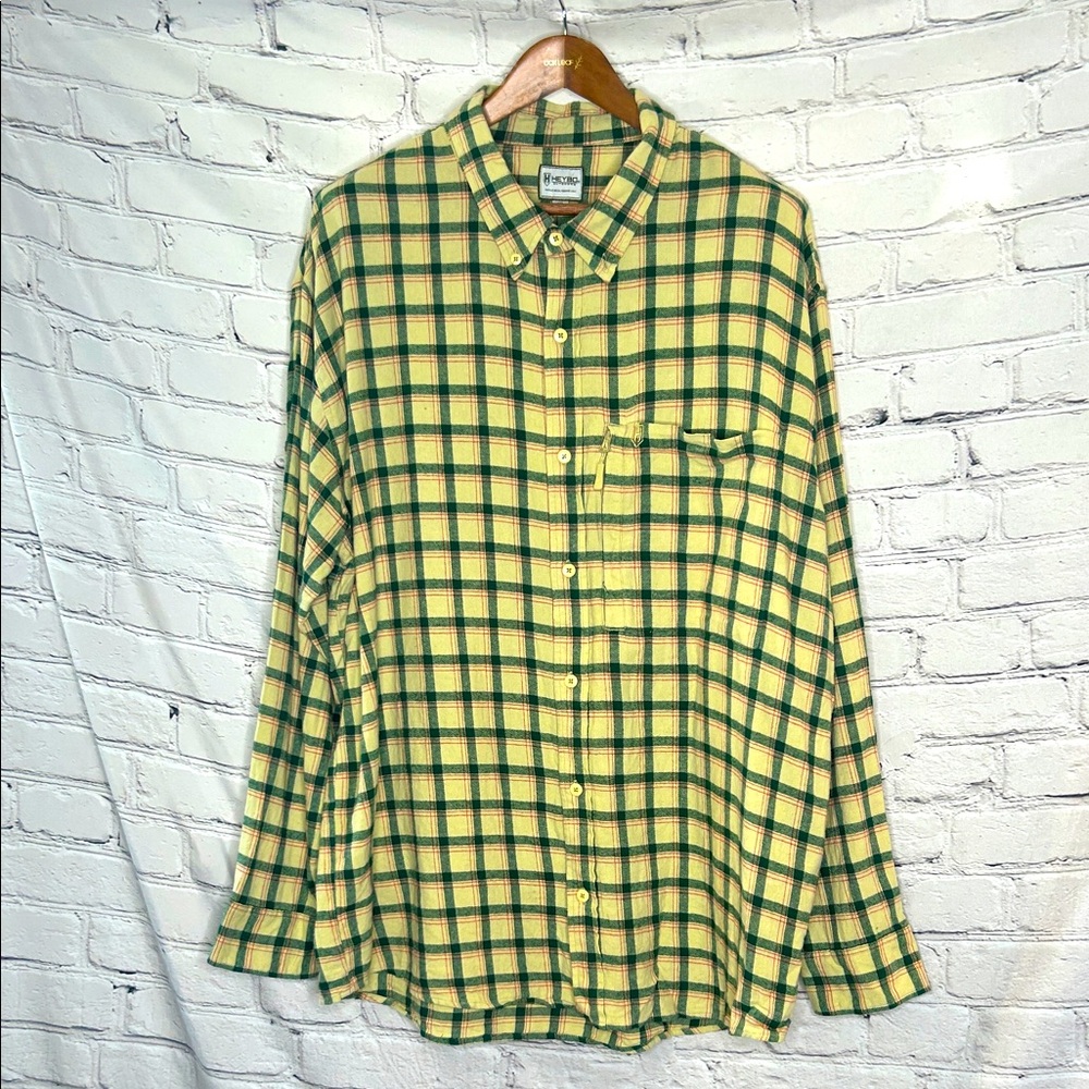Heybo Green & Red Plaid Flannel Long Sleeve Button-Up Shirt Size XX-Large